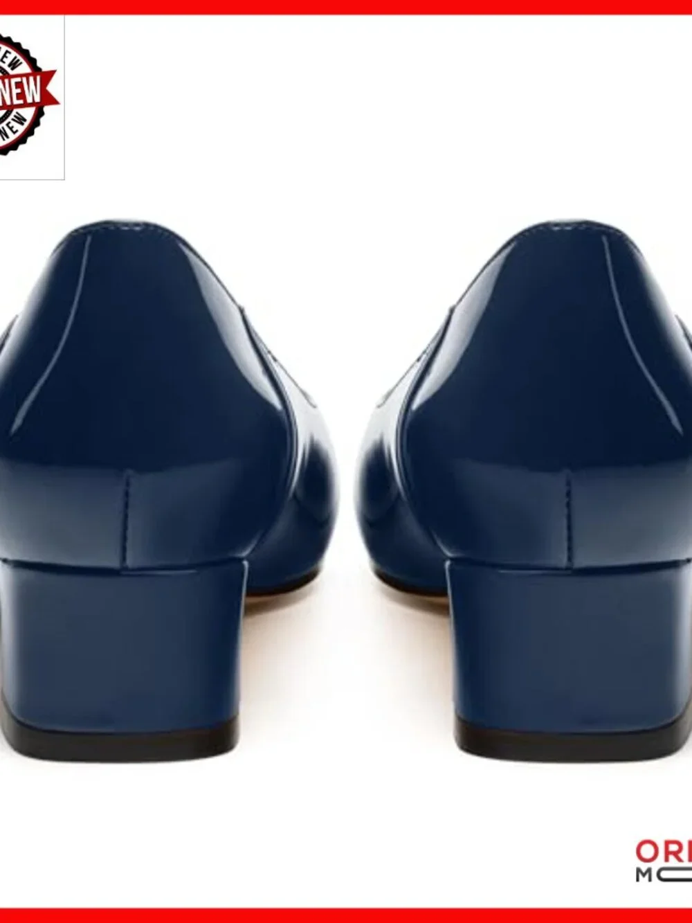 Low Chunky Block Heel Square Toe Patent Dress Pumps Size 9